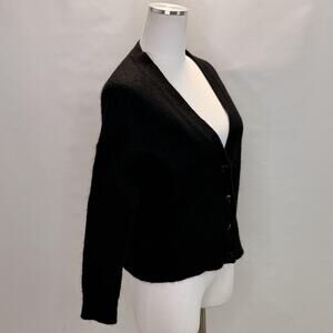 Lululemon Slim Fit Cardigan Sweater Womens Large Black Alpaca Blend V Neck